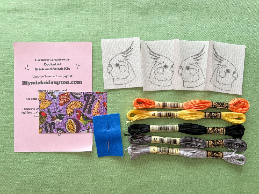 Lily Upton Cockatiel Stick and Stitch Kit