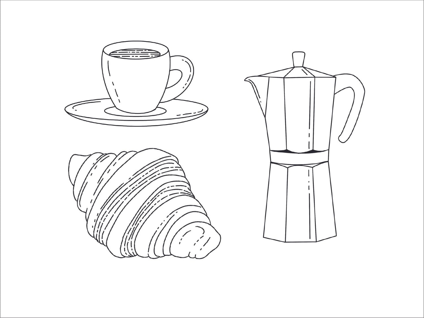 Lily Upton coffee and Croissant Stick and Stitch - Various Colours