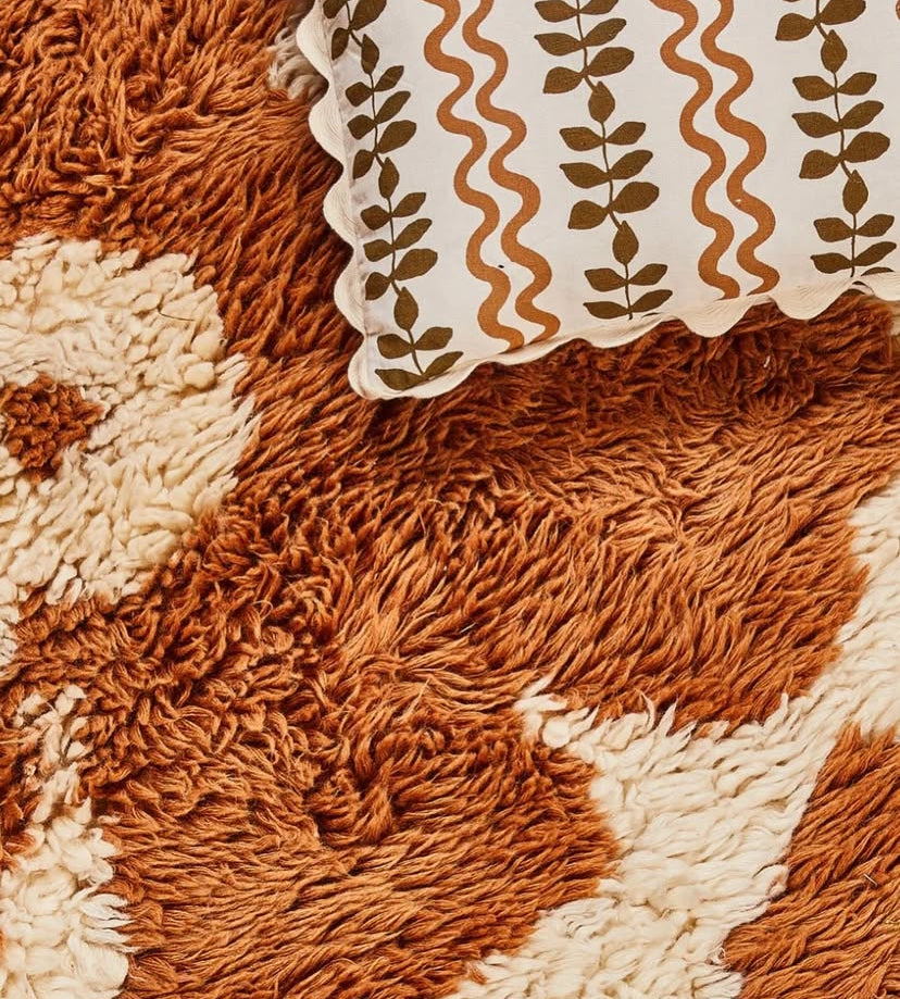 Bonnie and Neil Hibiscus Cocoa Wool Shag Rug