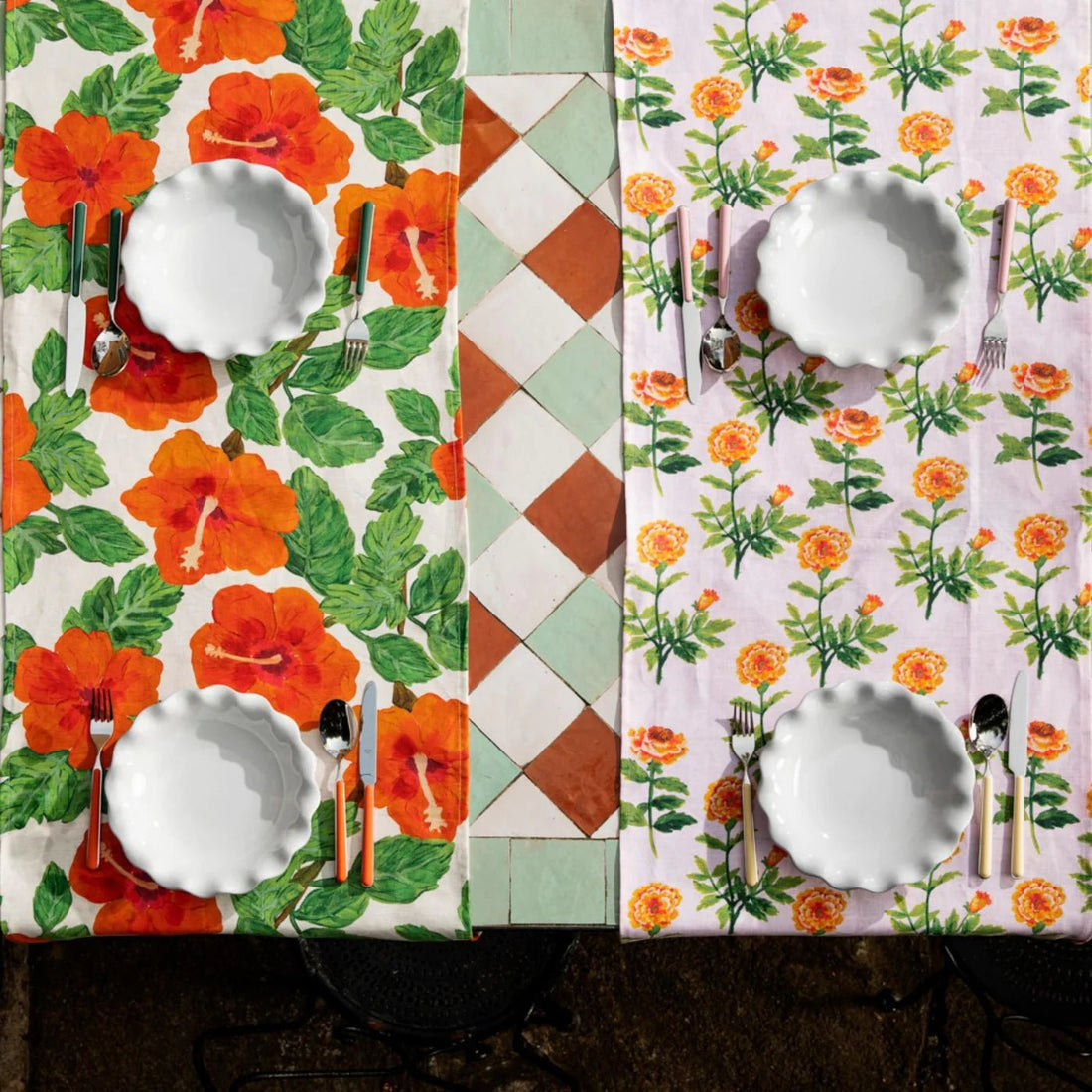 Petite Lani Floral Linen Table Runner