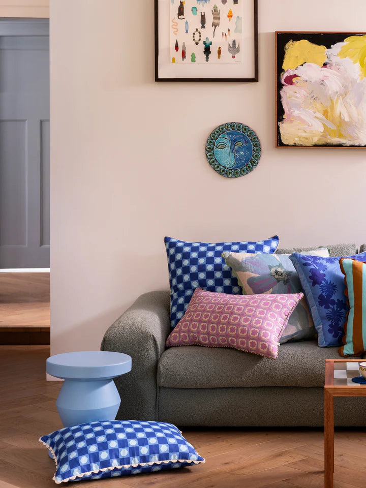 Bonnie and Neil Pedestal Side Table Soft Blue - In Store or Pick Up Only