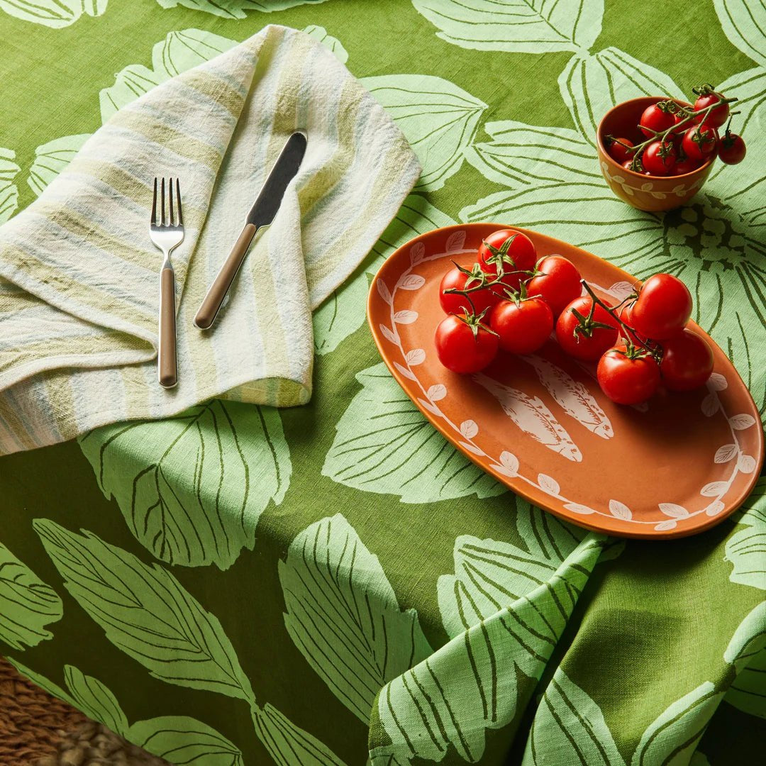 Margot Green Linen Tablecloth - Medium