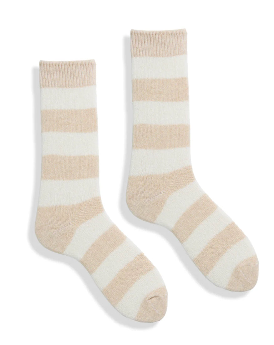 lisa b Women’s Merino Wool and Cashmere Socks - Rugby Stripe