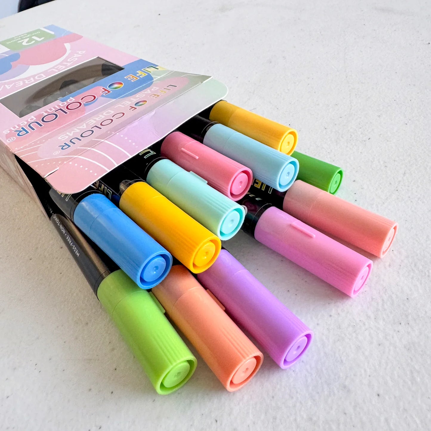 Life of Colour - Pastel Dreams 3mm Medium Tip Acrylic Paint Pens - Set of 12