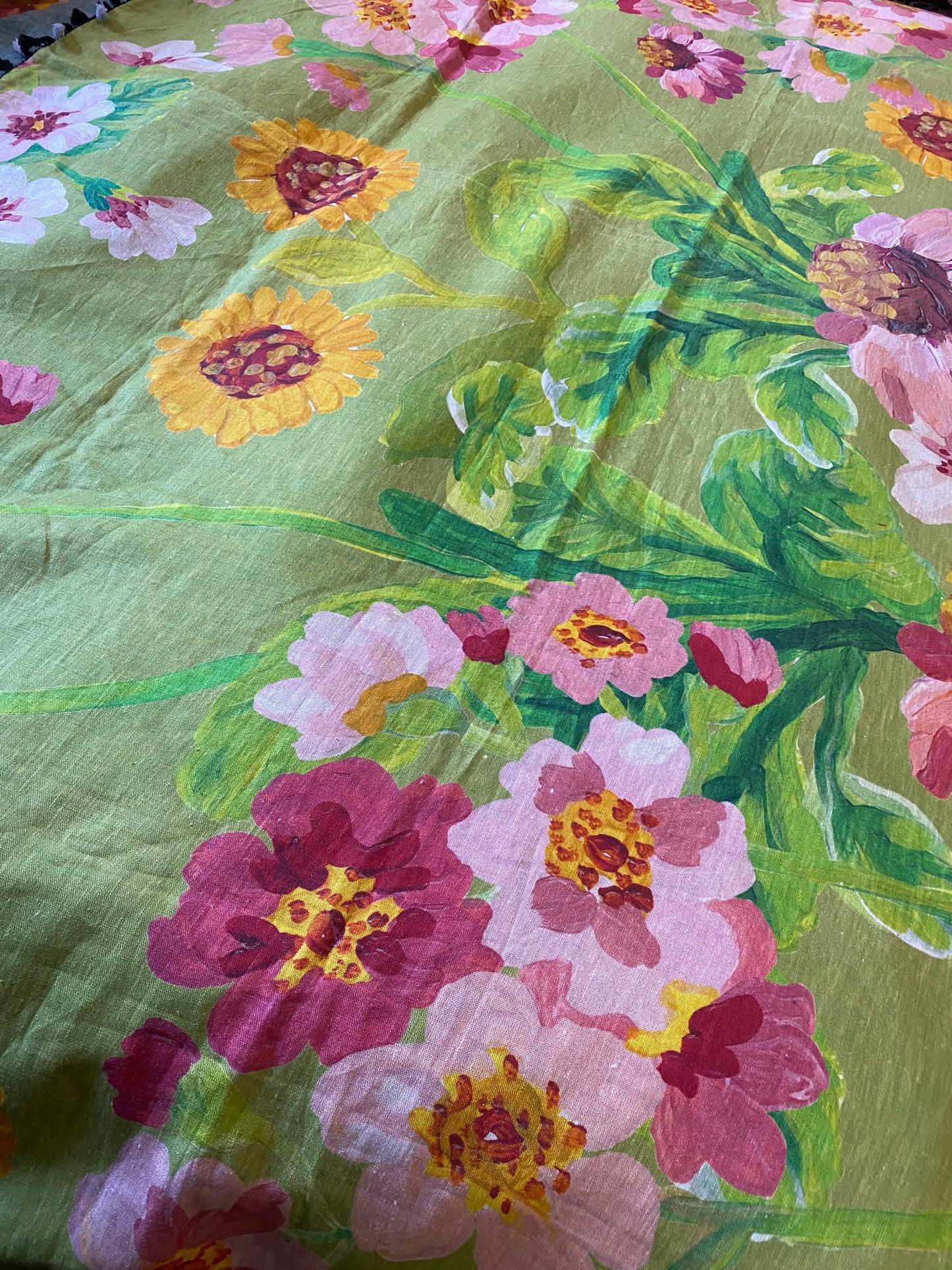 Bonnie and Neil Linen Tassel Throw Cool Green