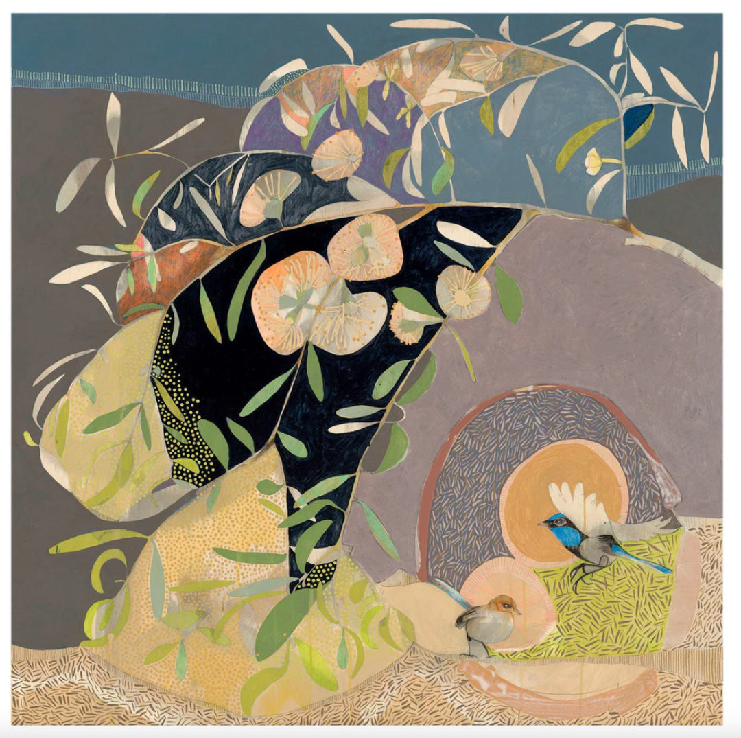 Dana Kinter limited edition print - “gentle growth, blue wren and eucalyptus”