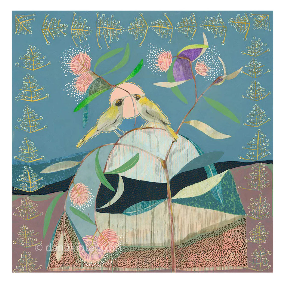 Dana Kinter limited edition print - “faith, white naped honeyeaters and eucalyptus”