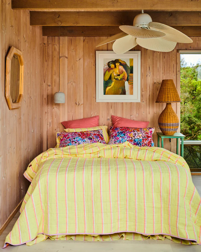 Pina Colada Stripe Linen Quilt Cover