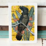 Lost & Found Art Co - Red Tail Black Cockatoo (warm yellow)