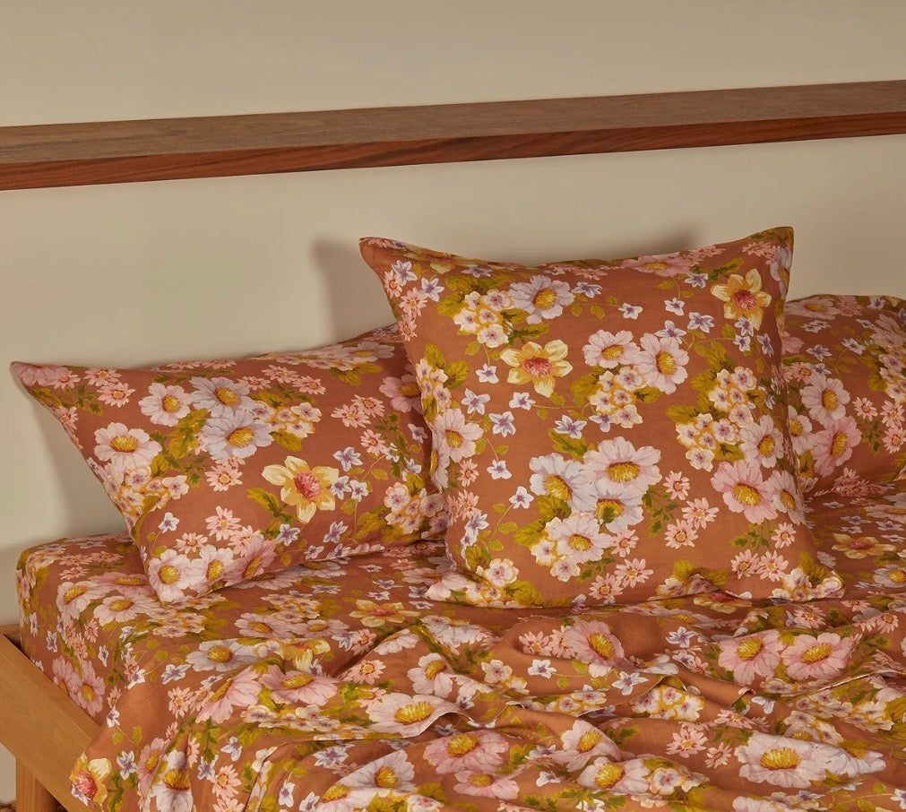 Bonnie and Neil Buttercup Rust Linen European Pillowcases