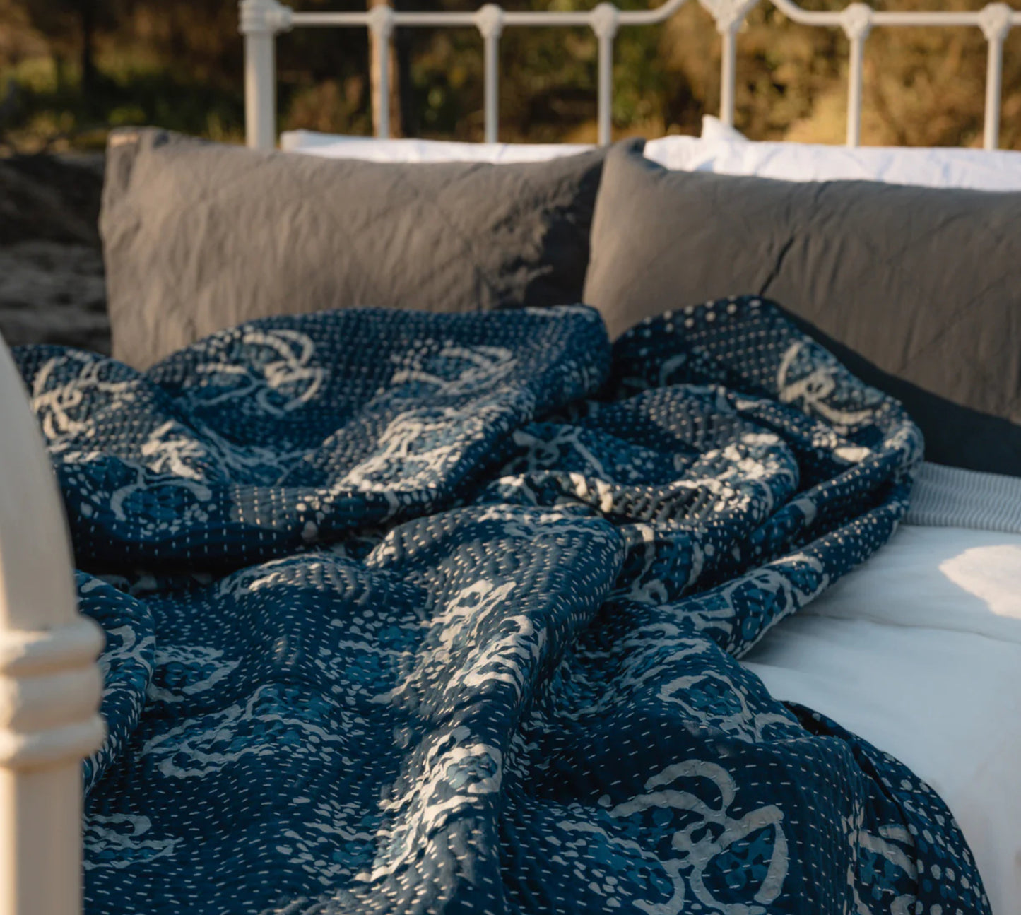Dana Kinter Kantha Quilt - Heart Strings Australian/Aldinga Wattle