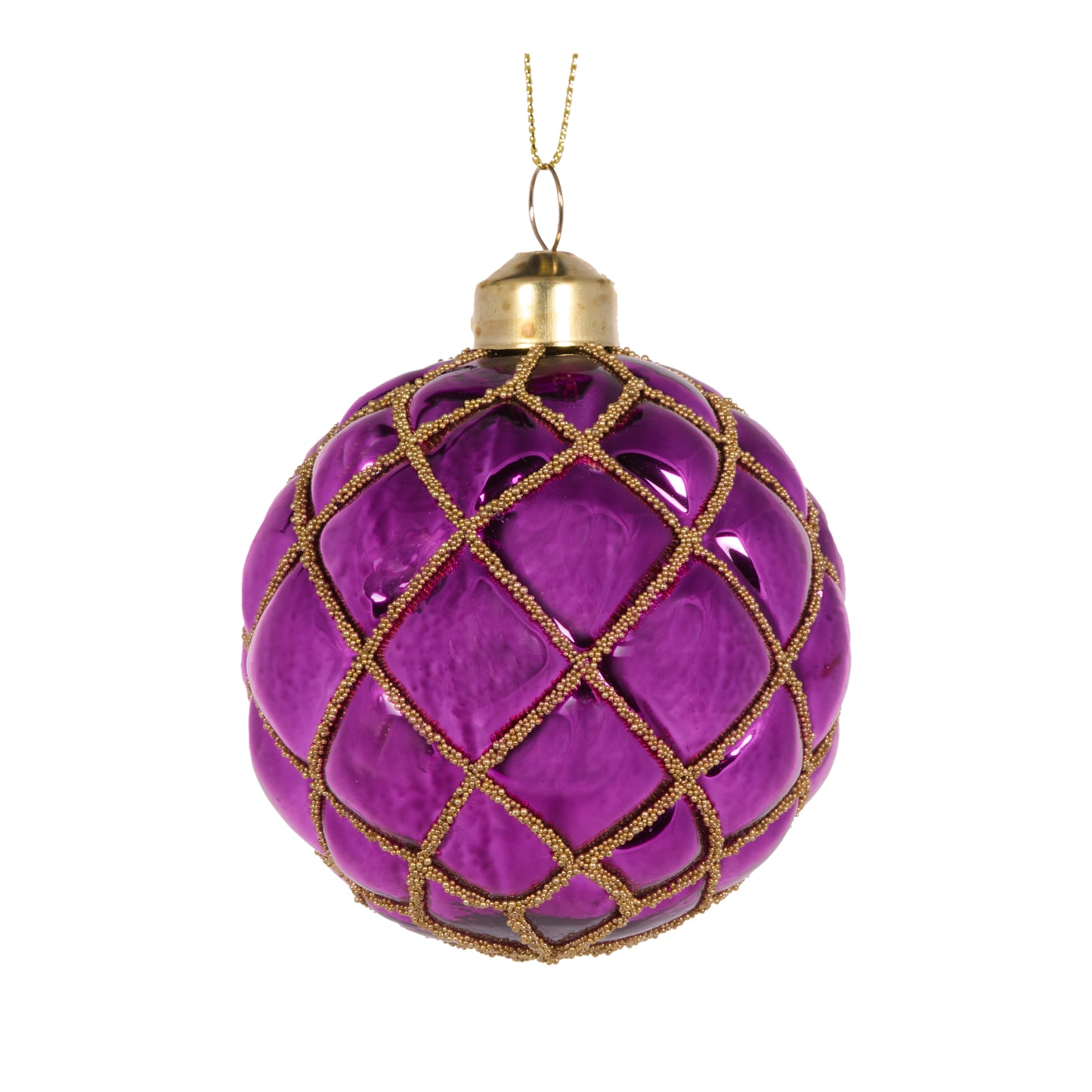 Magenta Quilted Round Bauble Decoration