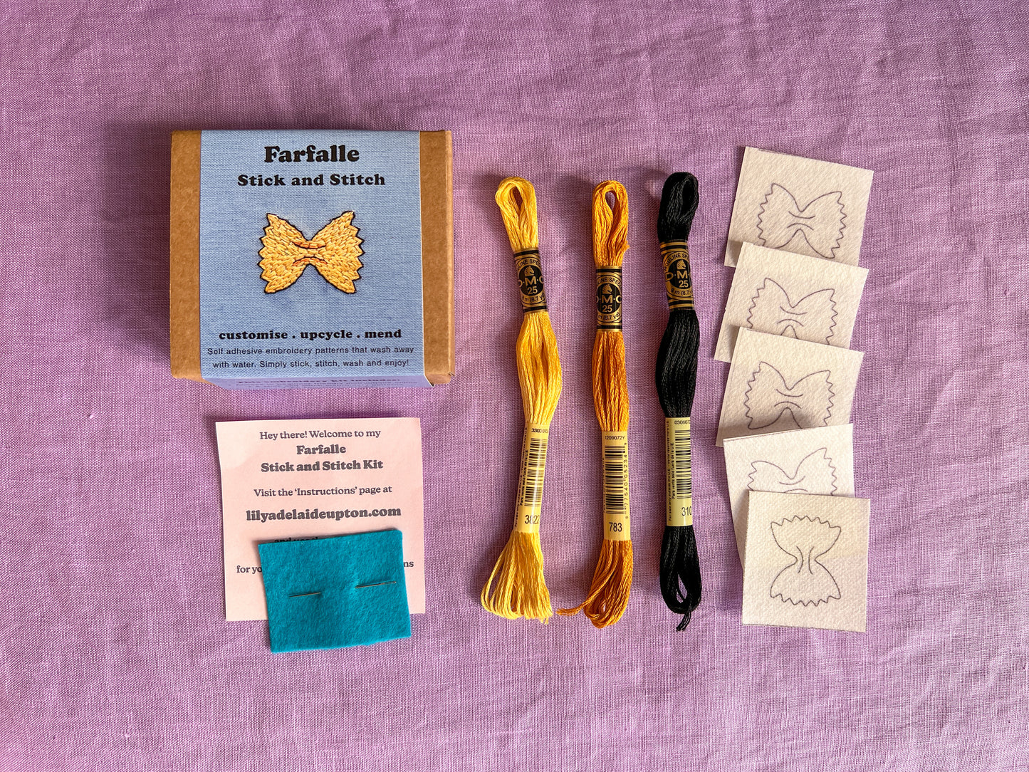 Lily Upton Farfalle Mini Stick and Stitch Kit