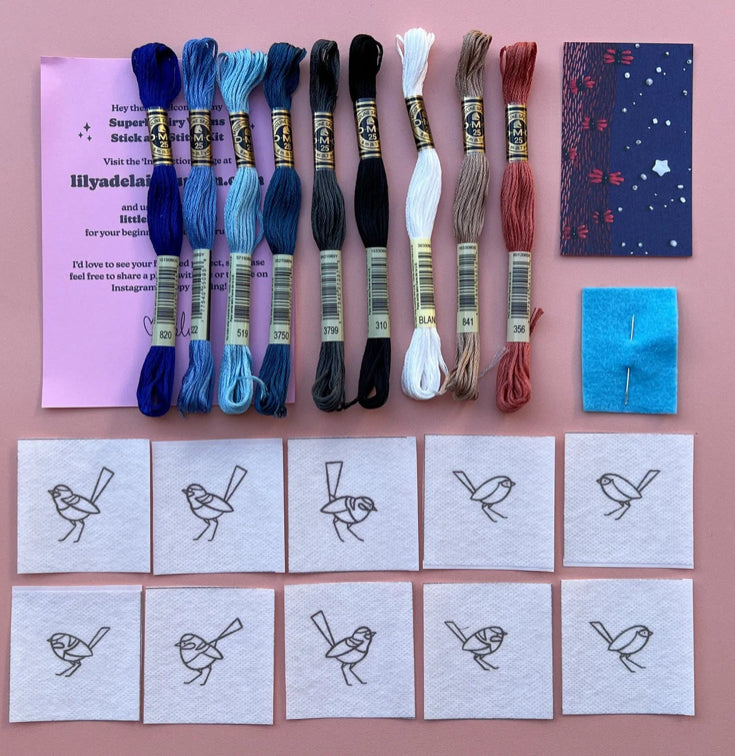 Lily Upton Superb Fairy Wren Stick and Stitch Kit