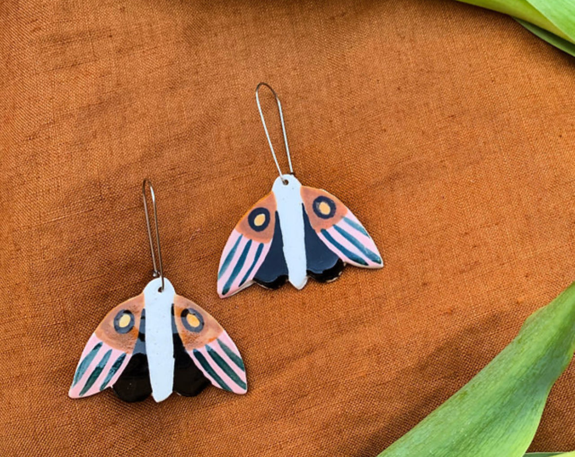 Togetherness Ceramic Earrings - Midnight Moth
