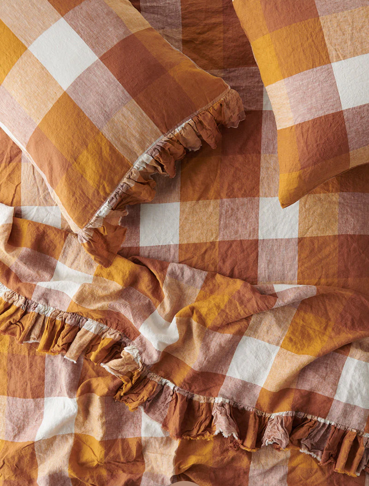Society of Wanderers - Biscuit Check Linen Pillowcases