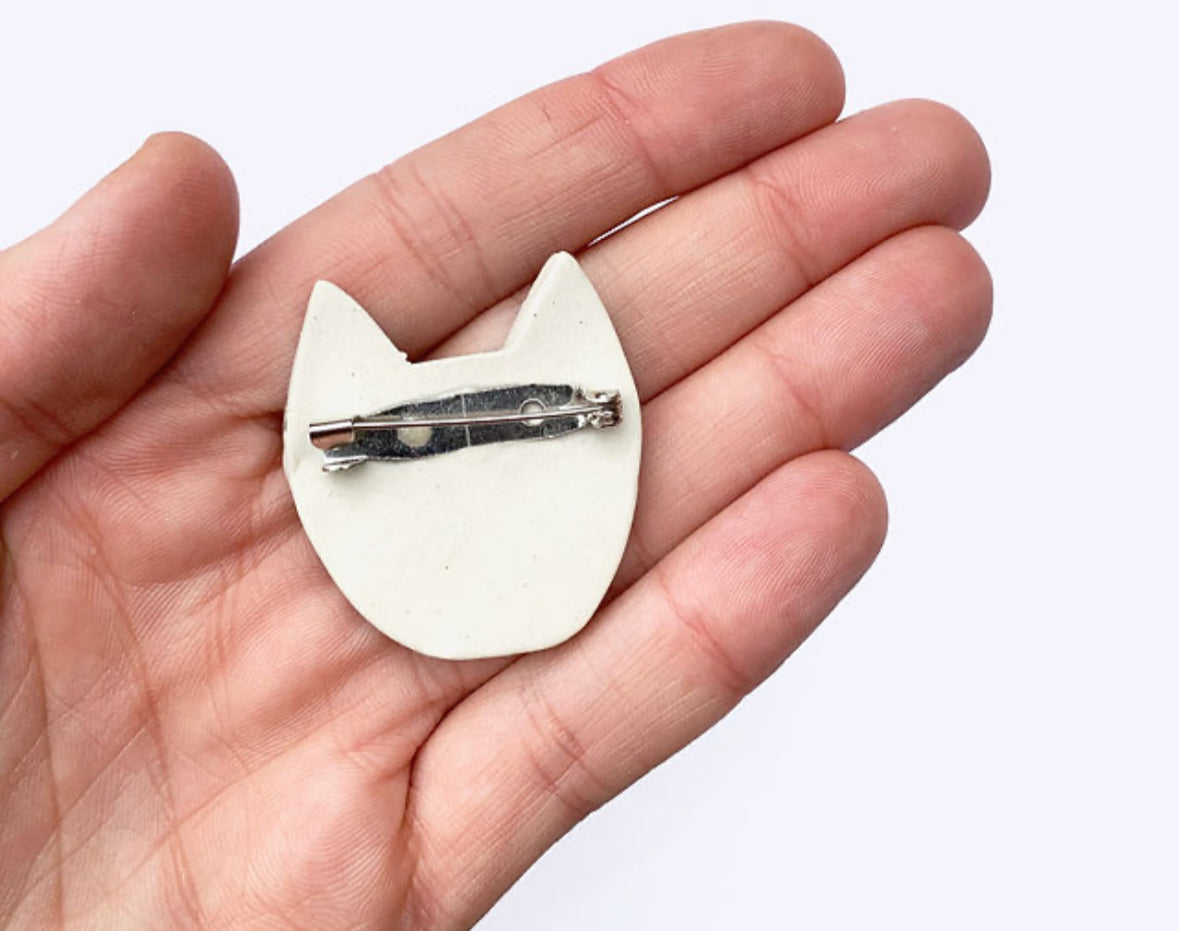 Togetherness Ceramic Brooch - Lucky Cat