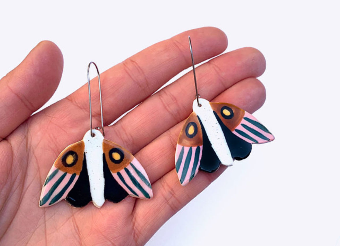 Togetherness Ceramic Earrings - Midnight Moth
