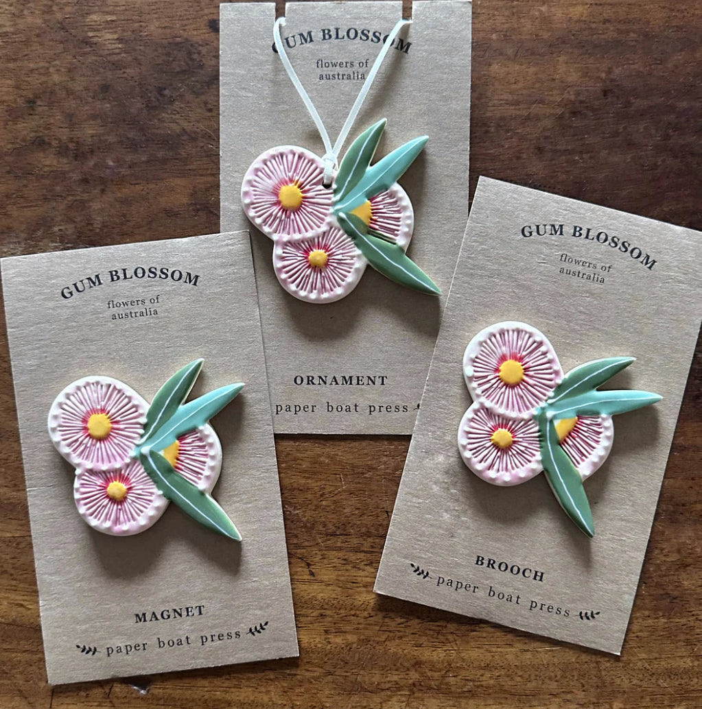 Ceramic Flowering Gum ornament/brooch/magnet