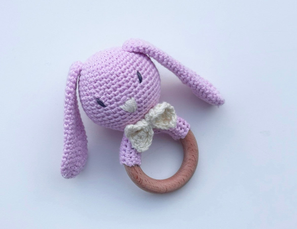 DLux Baby Floppy Bunny Crochet Rattle