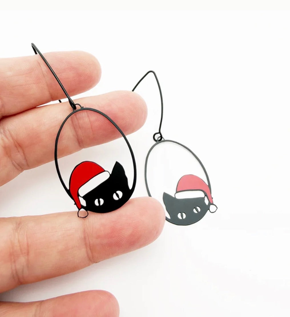 Denz earrings - Christmas Cat