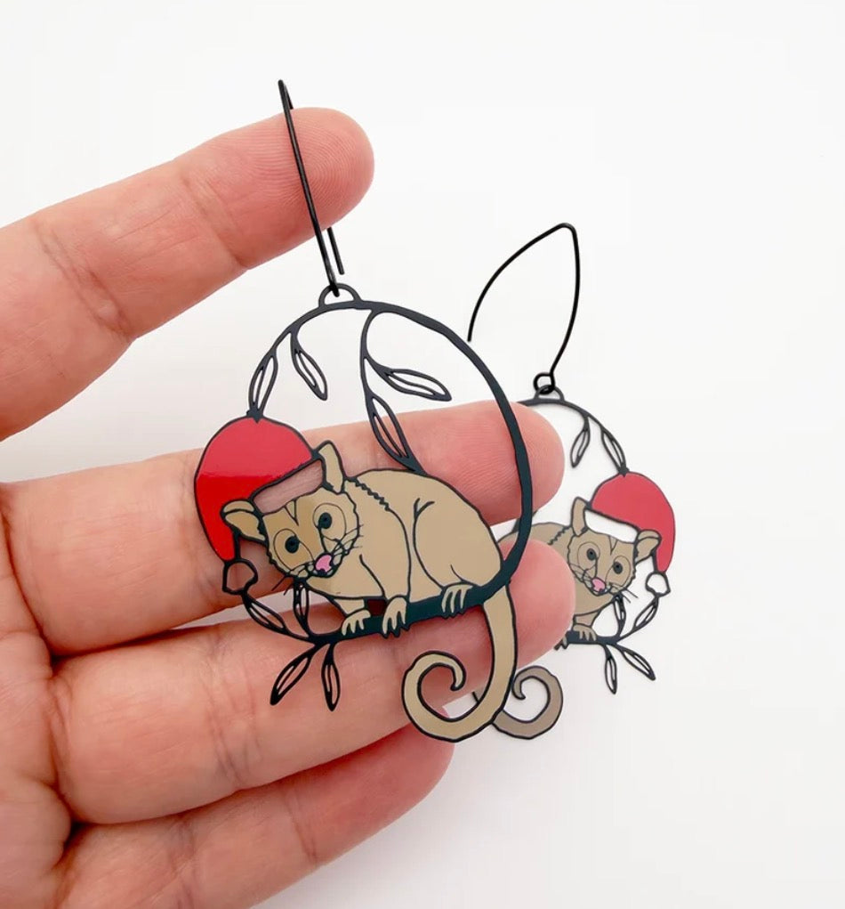 Denz earrings - Christmas Possum