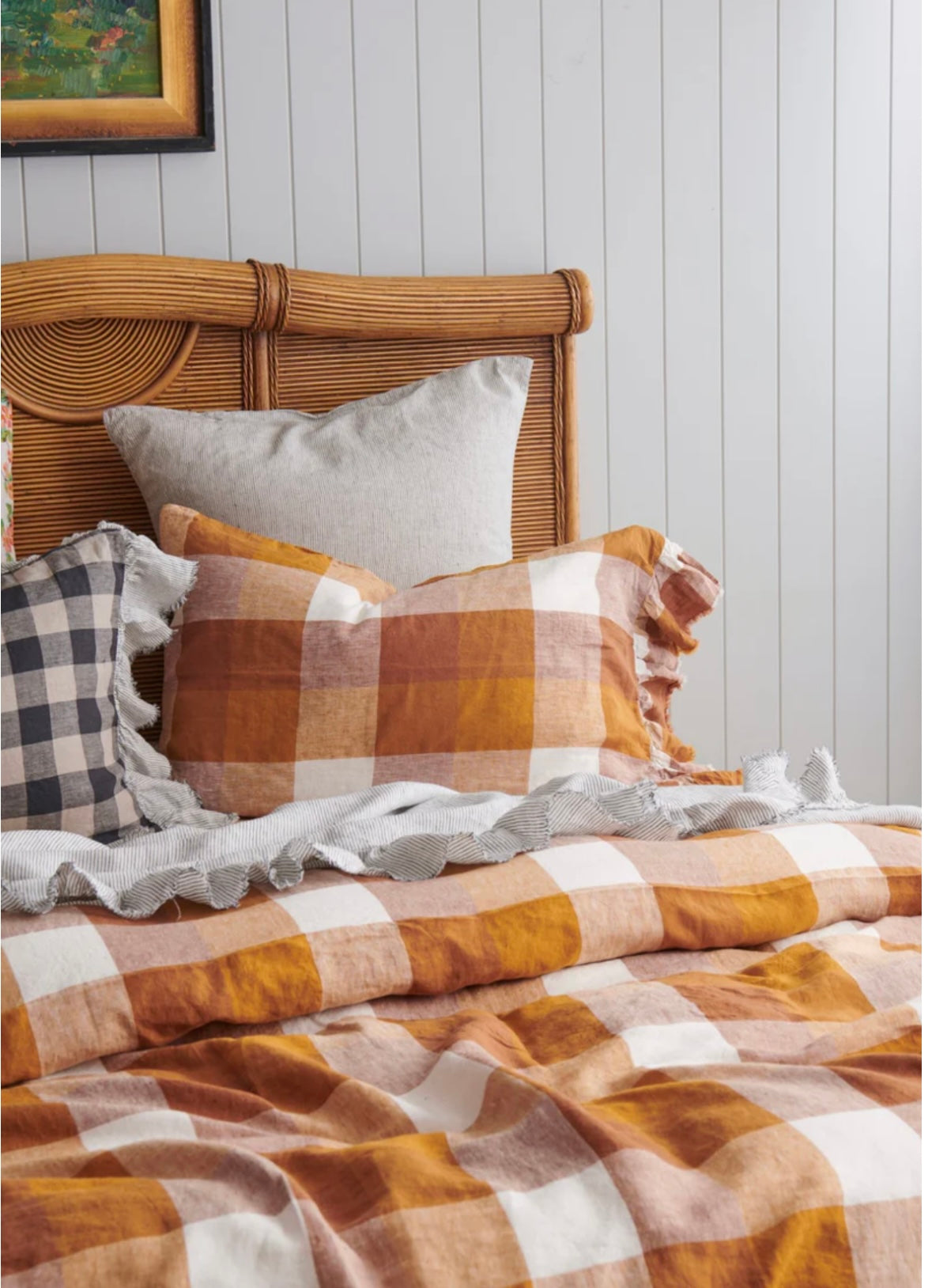 Society of Wanderers - Biscuit Check Linen Quilt Cover