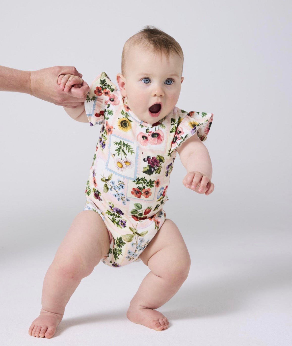 Kip and Co Organic Short Sleeve Frill Romper - Sweet Life