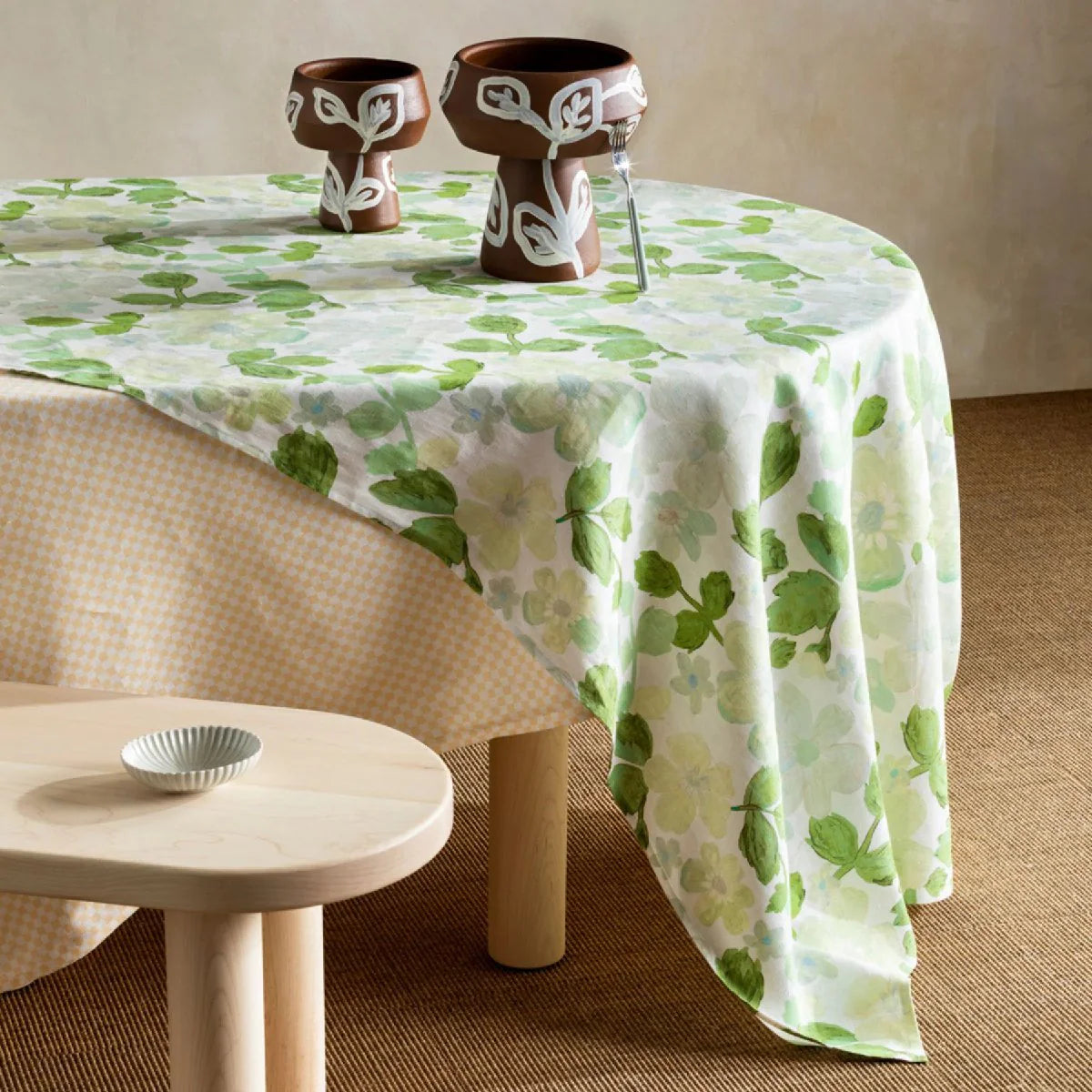 Bonnie and Neil Mini Green Pastel Floral Green Tablecloth