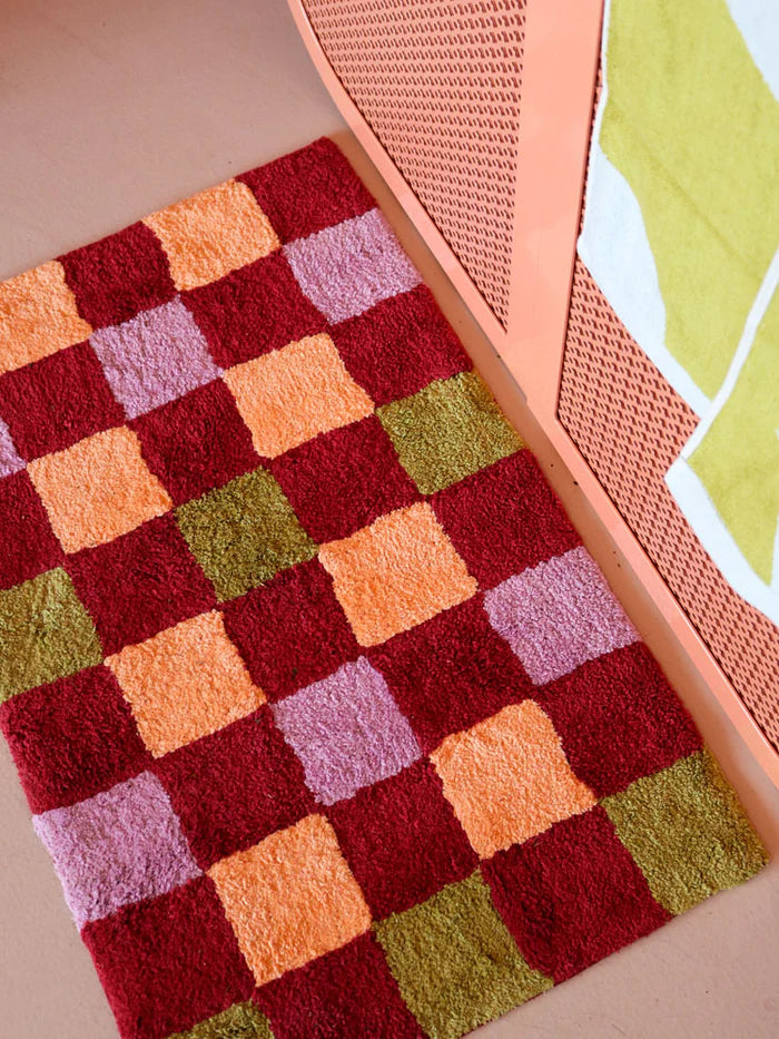 Mosey Me Winter Checkers Bath Mat