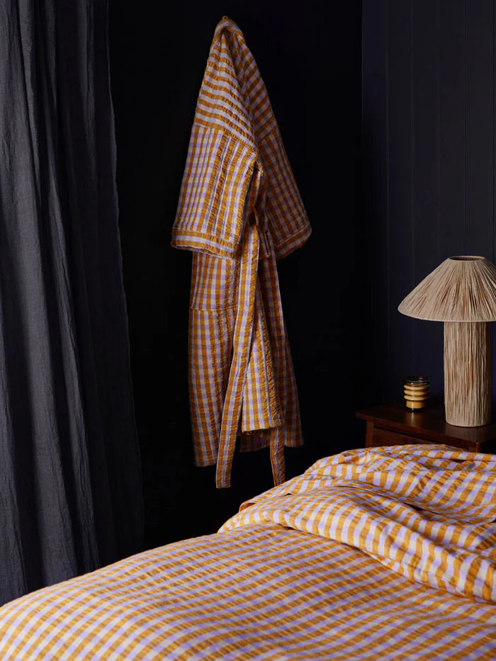 Mosey Me Mango Seersucker Quilted Robe
