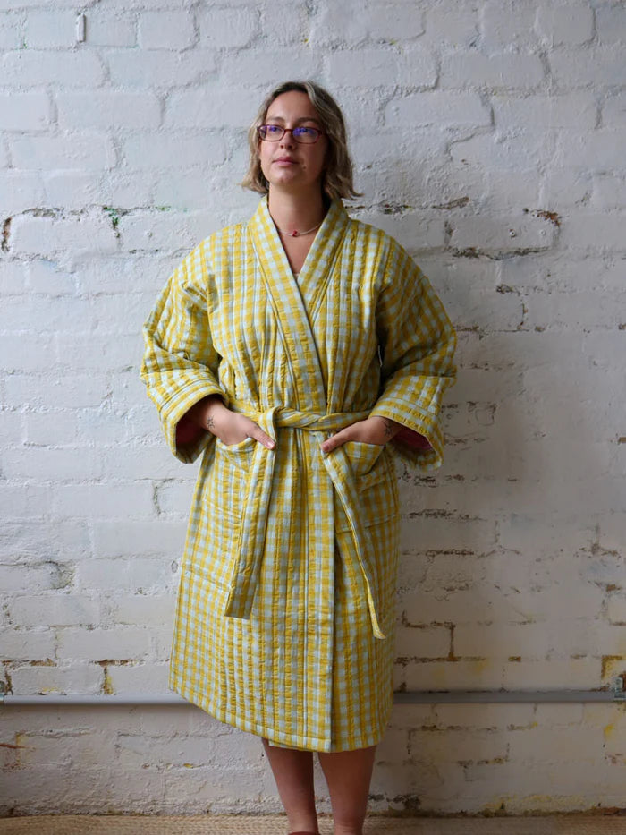 Mosey Me Citrus Seersucker Quilted Robe