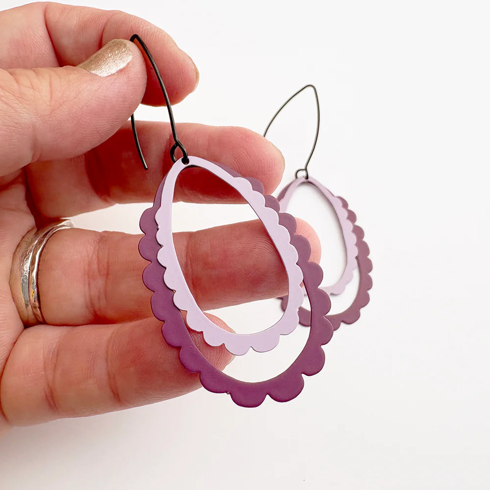 Denz earrings - Midi Double Scallop Hoops