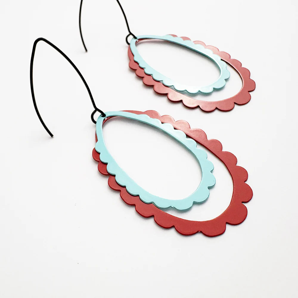 Denz earrings - Midi Double Scallop Hoops