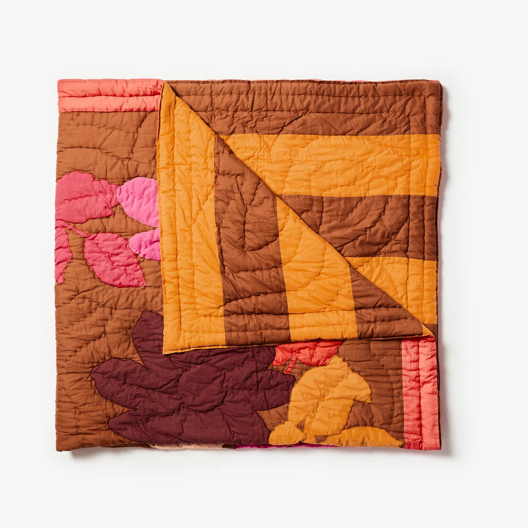 Bonnie and Neil Floral Appliqué Bedspread - Pink