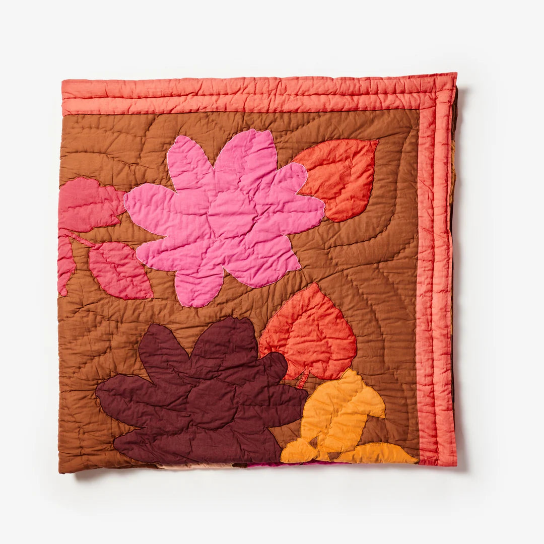 Bonnie and Neil Floral Appliqué Bedspread - Pink
