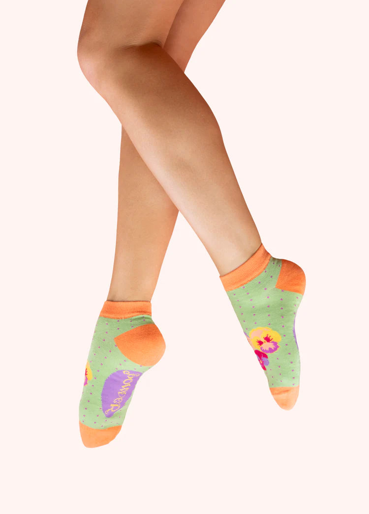 Powder Trainer Socks - Spring Pansies