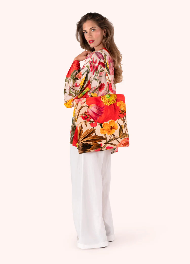 Powder Velvet Tote Bag - Fine Flowers