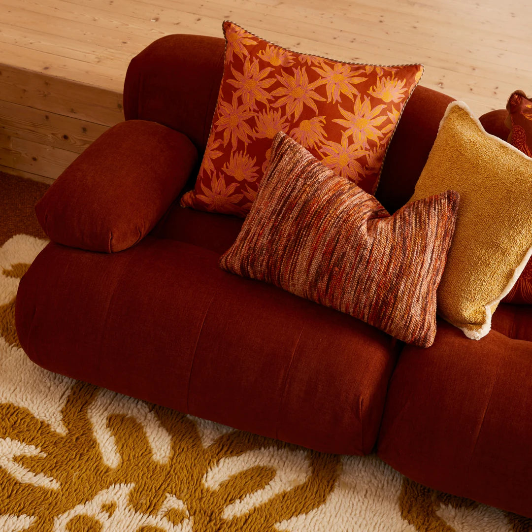 Bonnie and Neil Flannel Flower Tan Cushion - 60cm