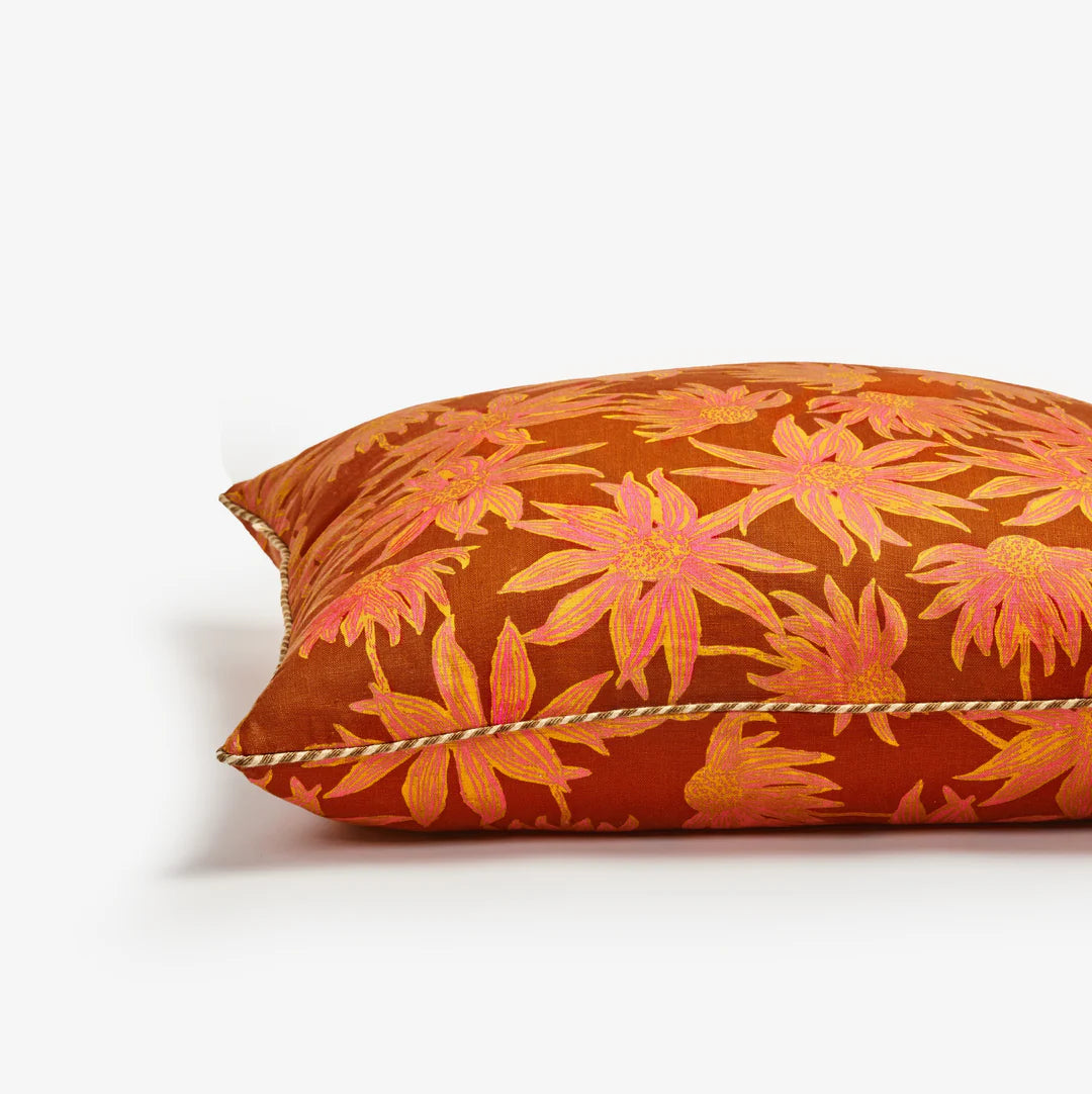 Bonnie and Neil Flannel Flower Tan Cushion - 60cm