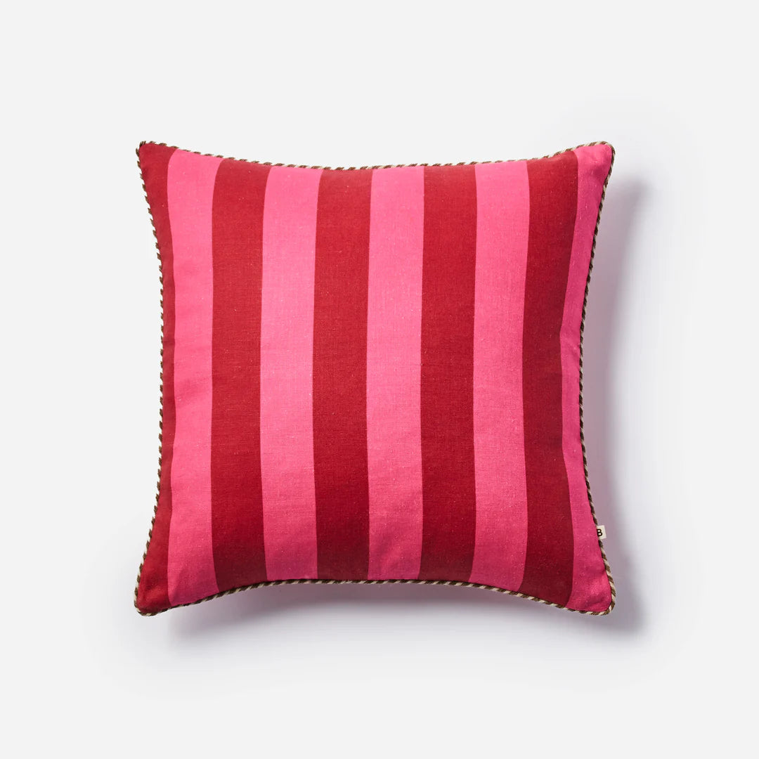 Bonnie and Neil Bold Stripe Raspberry Cushion - 50cm