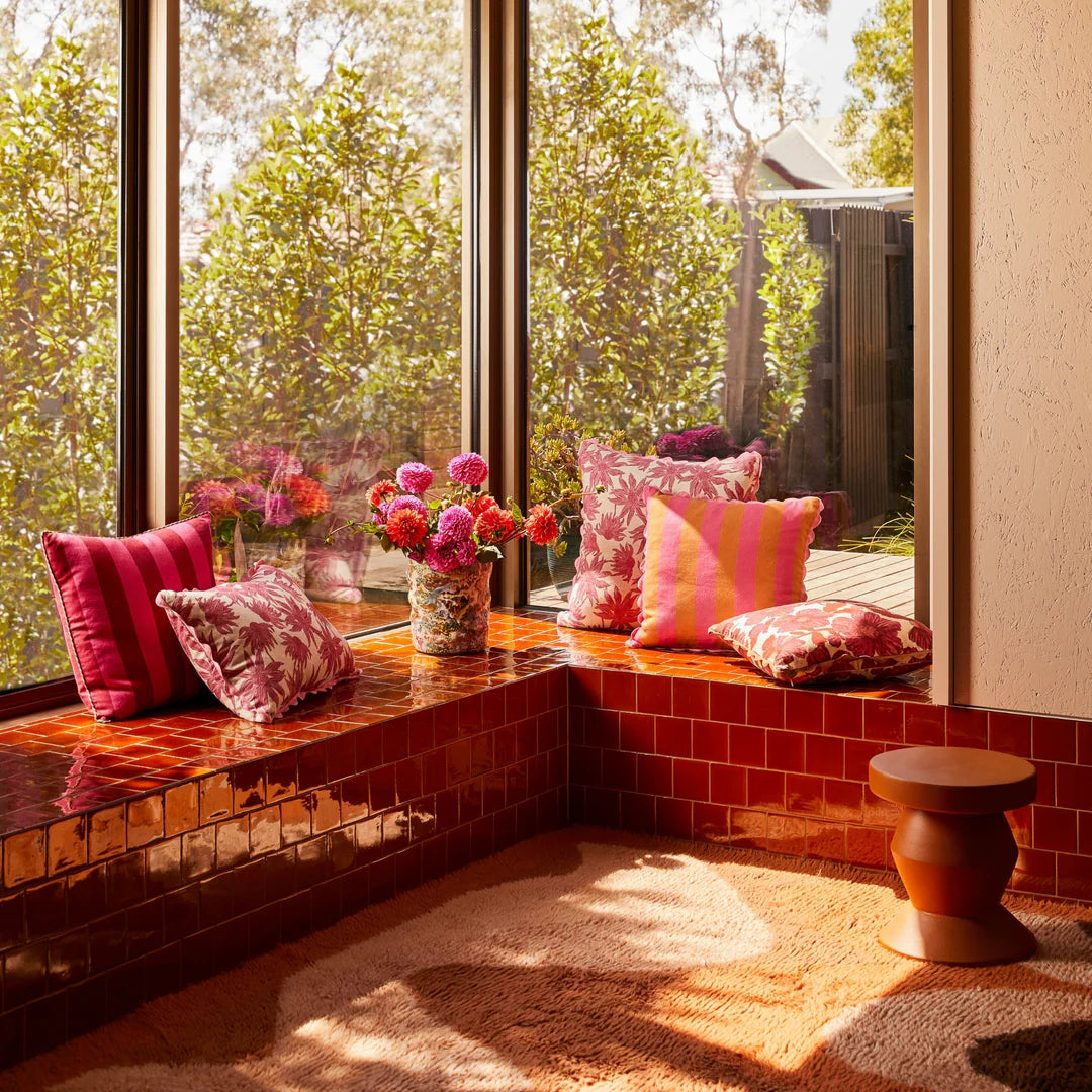 Bonnie and Neil Bold Stripe Raspberry Cushion - 50cm