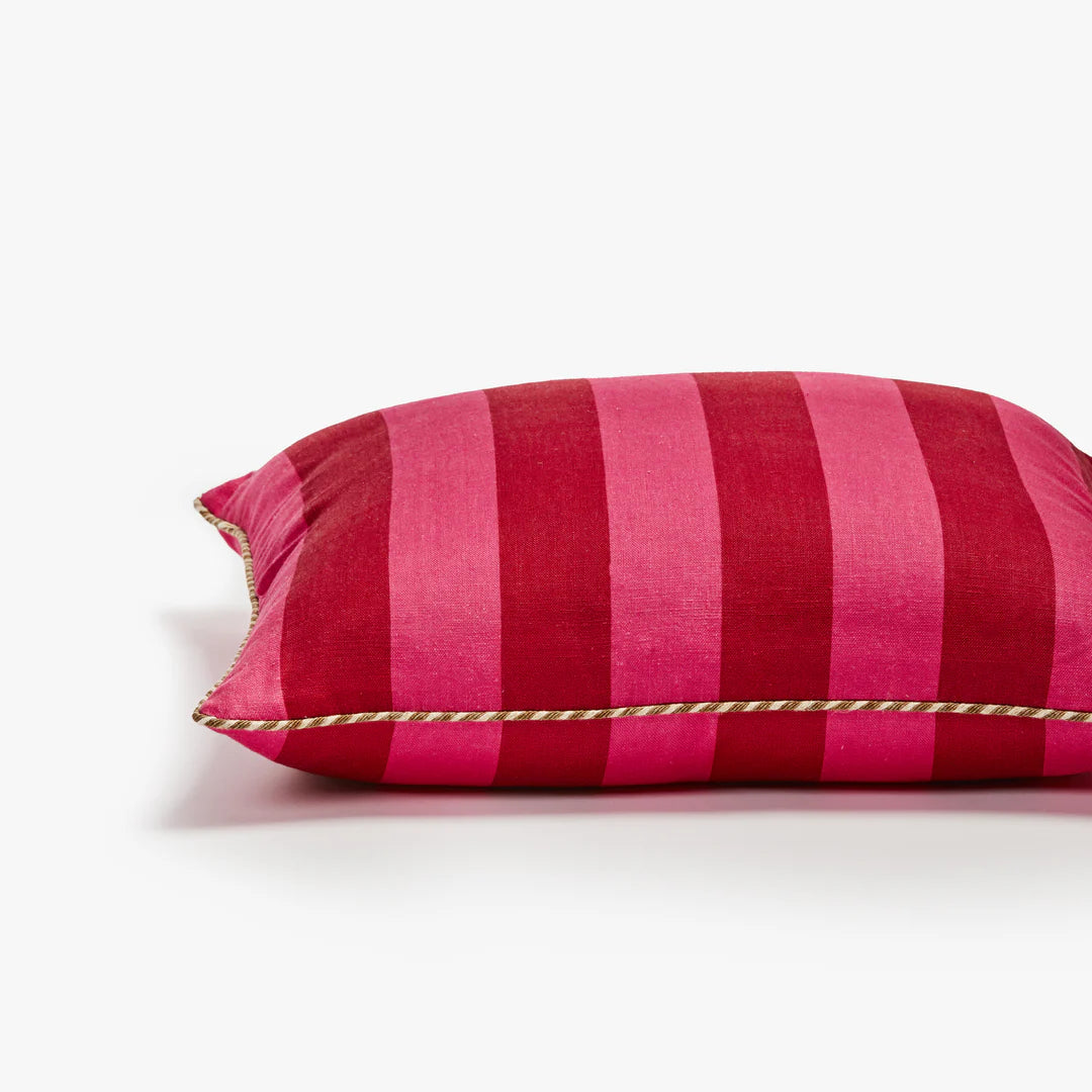 Bonnie and Neil Bold Stripe Raspberry Cushion - 50cm