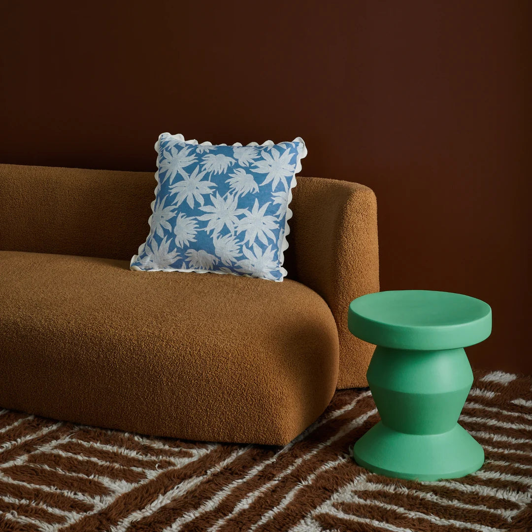 Bonnie and Neil Flannel Flower Blue Cushion - 50cm
