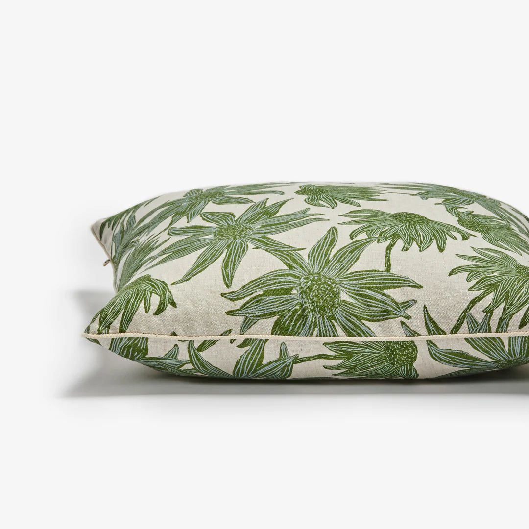 Bonnie and Neil Flannel Flower Khaki Cushion - 50cm