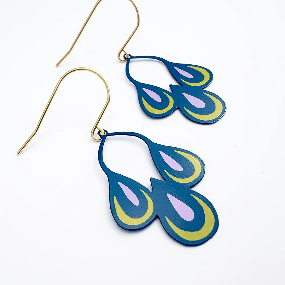 Denz earrings - Midi Spring Shape #1, Navy/Pink/Yellow