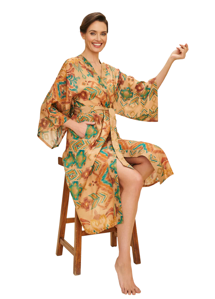 POWDER Warm Cream Ikat Kimono