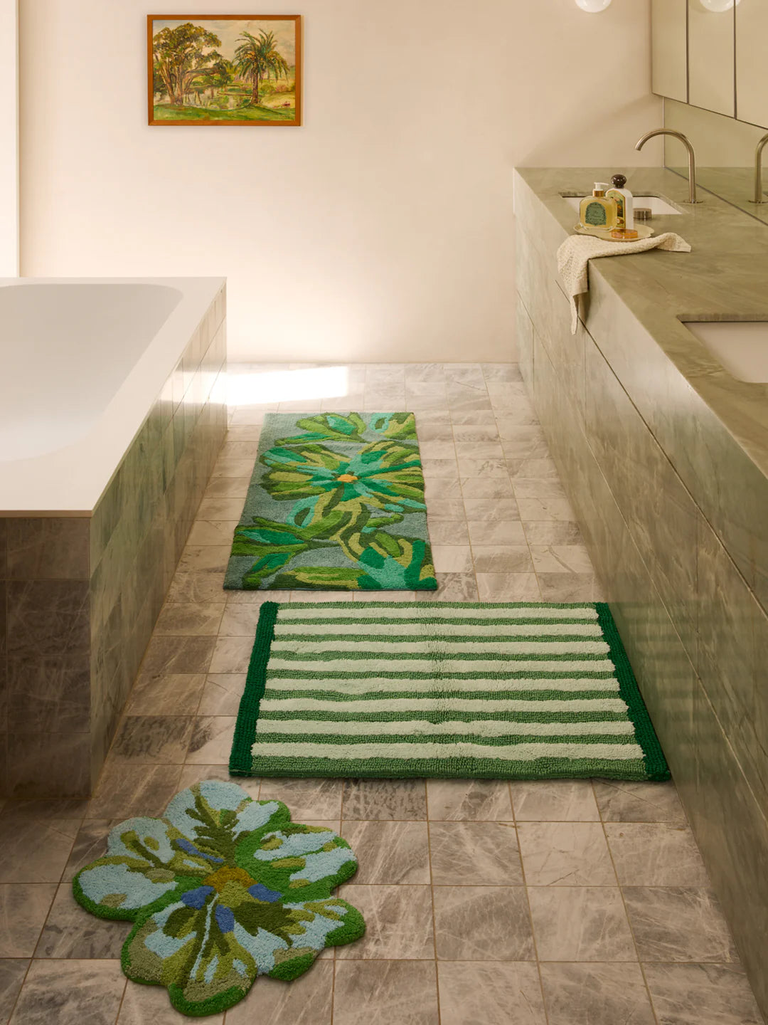 Dutch Floral Long Bath Mat