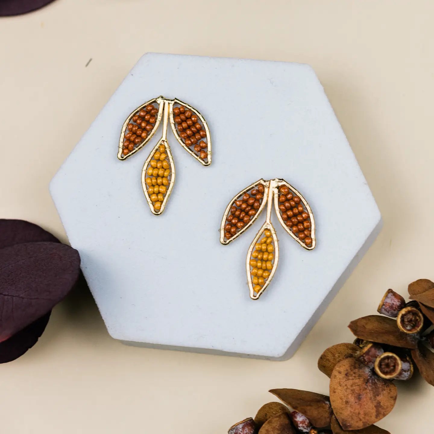 Mountain Maiden Co Ismini Leaf Studs