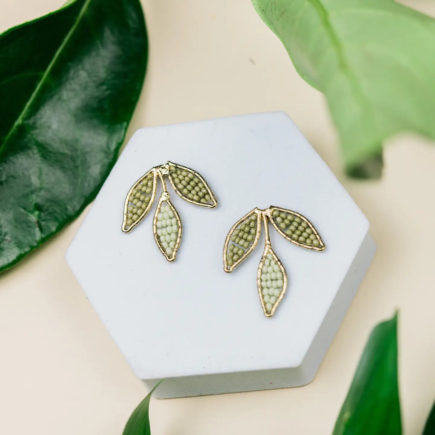 Mountain Maiden Co Ismini Leaf Studs